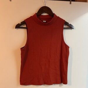 Old Navy Ribbed Sleeveless Tank Top - Rust Red Large Tall